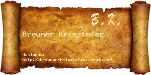 Breuner Krisztofer névjegykártya